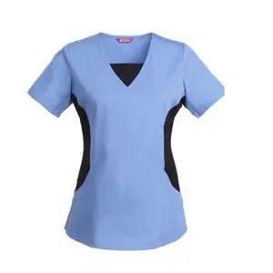 Uniformi per scrub da donna a manica corta con scollo a v, Top per scrub medico
