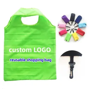 Factory customized logo cheap eco-friendly mobile phone type shopping bag foldable reusable grocery polyester tote shopping bag