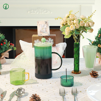 Mug en verre, vase décoratif à fleurs, vaisselle personnalisée, cadeau de Noël, tasse à thé en verre résistant à la chaleur
