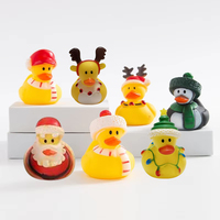 Vente chaude De Noël Mini Vinyle En Caoutchouc Canard Jouet De Bain Logo Personnalisé Flottant Animal Jouet pour Bébés pour Jouer En Vrac Emballé