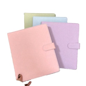 Couverture de cahier A5 <span class=keywords><strong>macaron</strong></span> avec manches en cuir PU Photocard Classeur à reliure à feuilles mobiles - Product Image 1