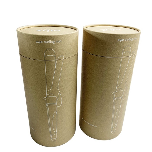Custom Kraft Paper Tube Packaging Box | Biodegradable Hair Curler Straightener Gift Box | Eco-Friendly Cosmetic Vanishing