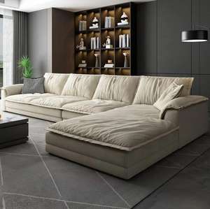 Sofa Kain Modern Mewah dengan Chaise Ottoman untuk Hotel, Villa, Ruang Tamu, Kamar Tidur, Sofa Modular Bentuk L Sudut - Product Image 4