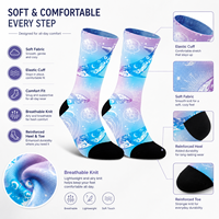 Chaussettes personnalisées à motif imprimé, en mélange polyester/nylon/coton/bambou/laine, tricotées sans couture, résistantes aux déchirures, séchage rapide, pour l'automne