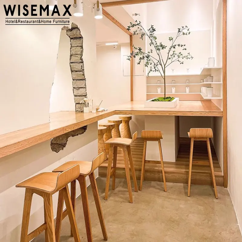 WISEMAX FURNITURE Factory supplier furniture modern wood bar stool chair plywood bar chair restaurant height chair for cafe shop