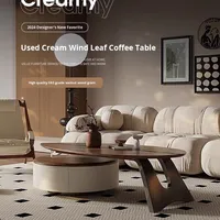 Mesa de centro de nogal con forma especial de estilo Medieval Retro francés, pequeño apartamento, sala de estar, hogar, combinación creativa de madera