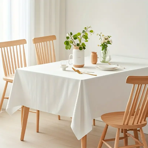 ผ้าปูโต๊ะสีขาวกันน้ำ ป้องกันรอยขีดข่วน ผ้าปูโต๊ะโพลีเอสเตอร์ ผ้าตกแต่ง ซักได้ ผ้าคลุมโต๊ะสำหรับบ้าน รับประทานอาหาร งานเลี้ยง <span class=keywords><strong>บุฟเฟ่ต์</strong></span> - Product Image 4