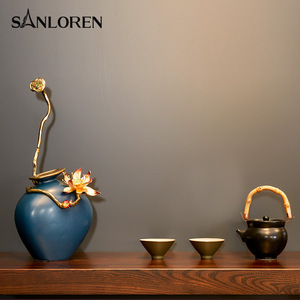 SANLOREN ornement de noël <span class=keywords><strong>d</strong></span>écor à la maison salon bureau moderne luxe fleur nénuphar émail ornements en céramique <span class=keywords><strong>d</strong></span>écoration - Product Image 5
