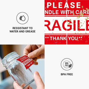 Venta al por mayor de adhesivos frágiles etiquetas de advertencia logística personalizadas para transporte seguro suministro de fabricantes - Product Image 4