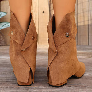 Bottines élégantes et polyvalentes à manchette amovible pour femme, avec fermeture éclair latérale, bout pointu, talon bloc moyen, style européen et américain, bottes tendance - Product Image 3