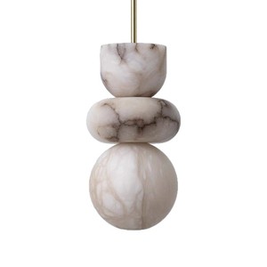 Minimalist Marble Pendant <b>Light</b> Round White Led Single Head Chandelier For Living Room Bedroom Home <b>Lighting</b> - Product Image 4