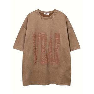 T-shirt classique personnalisé en coton uni, t-shirt oversize, t-shirt lourd, impression en relief 3D en mousse, logo, t-shirt pour homme - Product Image 5