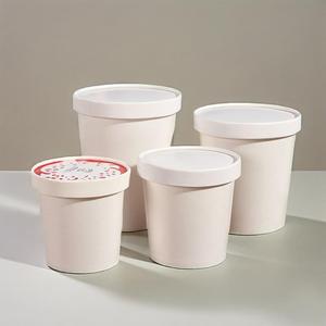 Conteneur jetable pas cher, écologique, biodégradable, seau à emporter, bol à soupe en papier kraft avec couvercle - Product Image 5