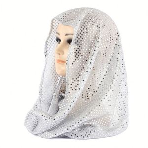Lightweight <b>Sequins</b> Headscarf Breathable 45x42cm Solid Color Ladies Shawl Ethnic Style Head Cover - Product Image 2