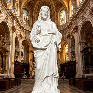 Estatua de Jesús del Sagrado Corazón de la Divina Misericordia, Tallada a Mano en Mármol Blanco, Tamaño Real, para Decoración de <span class=keywords><strong>Iglesia</strong></span>, Marca MILY - Product Image 2