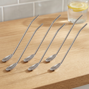 Metal <b>Drinking</b> <b>Straws</b> 4 Pack Reusable Minimalist Bar Accessories Stainless Steel Flexible Design - Product Image 4