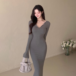 เดรสถักแขนยาวเข้ารูปสำหรับผู้หญิงชุดกระโปรงบานใส่ประจำวันหรูหรา - Product Image 2