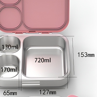 Boîte à lunch bento en acier inoxydable à 3 compartiments, anti-fuite, sans BPA, matériau alimentaire chauffable, boîte à lunch en métal pour enfants