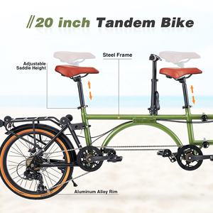 Vélo <span class=keywords><strong>tandem</strong></span> MEGHNA, vélo pliable, roue de 20 pouces, 7 vitesses, freins à disque doubles, vélo de croisière pliable avec porte-bagages arrière pour adultes - Product Image 4