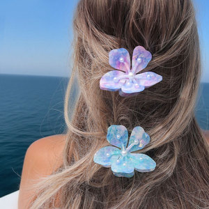 Accesorios para el Cabello de Acetato Personalizados, Pinza de <span class=keywords><strong>Pelo</strong></span> Grande con Flores Coloridas, Diseño Creativo Personalizado al por Mayor para Uso Casual - Product Image 2