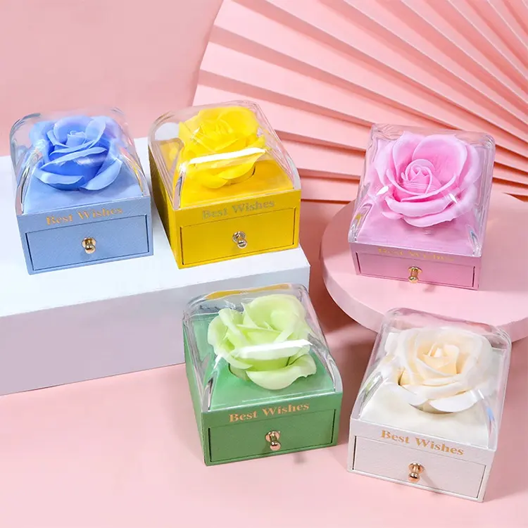 Exquisite Mother's Day Rose Ring Gift Box Soap Rose Jewelry Box San Valentin Gift