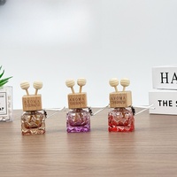 Bouteilles diffuseurs en verre carrées colorées de 10 ml personnalisées pour désodorisant de voiture avec bouchon à vis en bois, flacon d'huile essentielle et de parfum