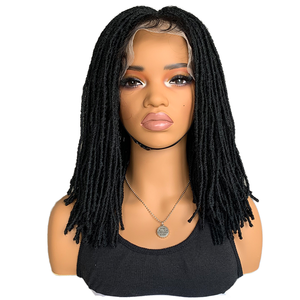 Perruque synthétique tressée sans colle de 14 pouces, effet fausses locks, densité 180 %, fibre haute température, pour femmes africaines - Product Image 1