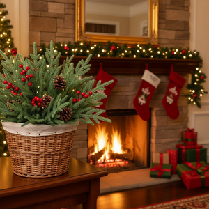 24 Alberi Artificiali di Pino Norfolk da 18 Pollici con Bacche Rosse, Steli Verdi Natalizi e Decorazioni di Pigne - Product Image 4