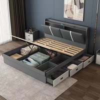 Neues Modell Luxuriöses Modernes Schlafzimmermöbel-Design Master-Panelbettgestell Holz-Queensize-Bett mit Stauraum Kingsize-Bett