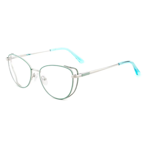 Lunettes optiques pour femmes, montures tendance œil de chat roses, légères, fines, minimalistes, en métal - Product Image 6