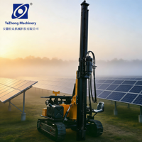 Foreuse rotative hydraulique sur chenilles à haute efficacité pour piquage solaire, avec pompe et moteur, pour un montage rapide de panneaux photovoltaïques au sol