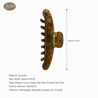 Jachon – Pinces à cheveux élégantes de luxe en acétate ambre, pince requin personnalisable avec LOGO, accessoires pour queue de cheval haute pour femmes