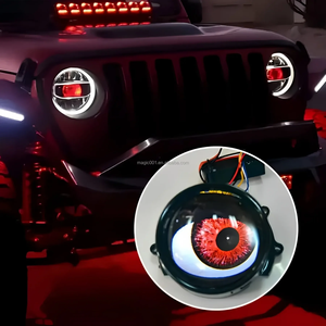 Lentille de phare de projecteur automobile avec œil de <span class=keywords><strong>démon</strong></span> DIY - LED Angel Eyes multicolores personnalisables contrôlées par application - Product Image 4