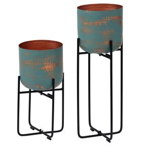 Maceta de dormitorio con acabado de Pátina verde de calidad superior con soportes Maceta moderna con soportes para el hogar Bar y restaurantes - Product Image 2