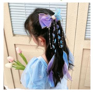 Presilha de Cabelo Personalizada para Meninas com Laço Arco-Íris, Flor e Borla, Tiara Fofa de Princesa para Tranças, Rabo de Cavalo, Fita e Acessórios de Cabelo - Product Image 5