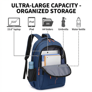 Mochila de Lujo Impermeable Antirrobo para Portátil de 15.6 Pulgadas con Puerto de Carga USB, Cierre de Cremallera, Capacidad de 20-36L para Estudiantes, Hombres de Negocios y Oficina - Product Image 6