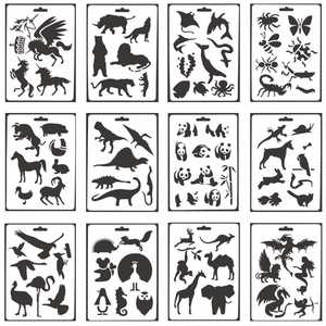 Custom St-0112 Hot Sell Plastic Diy Pet Drawing Stencils Set With One Full Color Printing Made China Blister <b>Card</b> Packed - Product Image 2