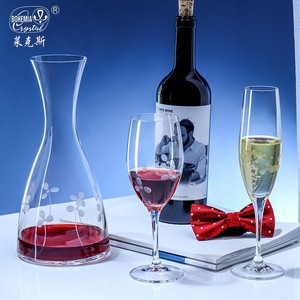 Bohemia Crystal Wine Decanter Set 301-400ml Engraved Stemmed Glass For Red Wine Serving - Product Image 1