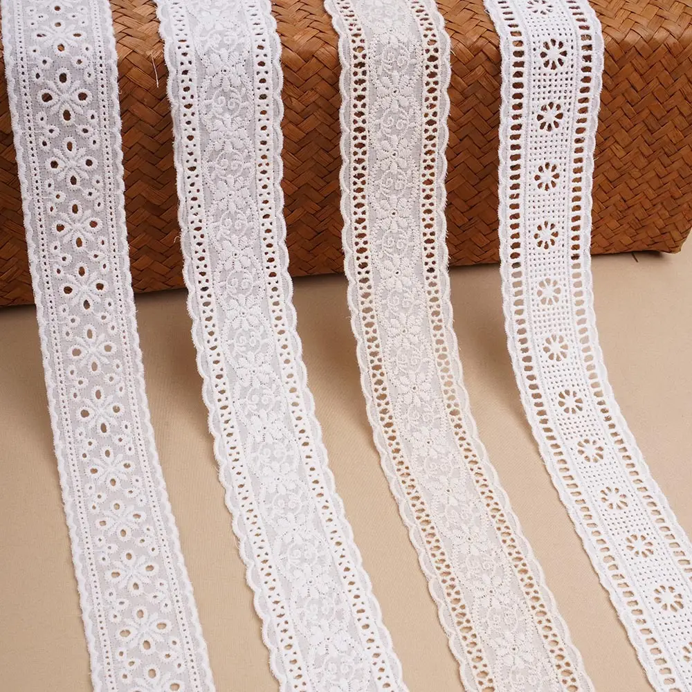 Customize Fabric 100% cotton high quality cord lace fabric Perforated Hollow Floral Embroidery Guipure Lace Trim Ribbon for bra