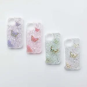 Tianchi Two-In-One Transparent + PC Glue + Electroplated Butterfly Accessories Cell Phone Case for iPhone for Samsung for O 2746