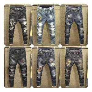 Pantalones <span class=keywords><strong>Vaqueros</strong></span> Ajustados Azules de Diseñador, Venta Directa de Fábrica, para Hombre y <span class=keywords><strong>Mujer</strong></span>, <span class=keywords><strong>Vaqueros</strong></span> Elásticos Rotos de Corte Ajustado para Ambos Géneros - Product Image 5