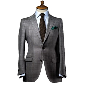 Chaqueta de <span class=keywords><strong>traje</strong></span> de hombre a <span class=keywords><strong>cuadros</strong></span> <span class=keywords><strong>gris</strong></span> personalizada hecha en China Chaqueta de <span class=keywords><strong>traje</strong></span> de lana de un solo pecho - Product Image 3