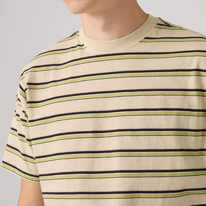 T-shirt homme col rond rayé imprimé, mode décontractée personnalisée, directement de l'usine, haute qualité 100% coton - Product Image 4