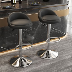 <b>Bar</b> <b>Stools</b> <b>Adjustable</b> Height Swivel Stainless Steel Frame Modern <b>Bar</b> Chair Red Black Seat - Product Image 3