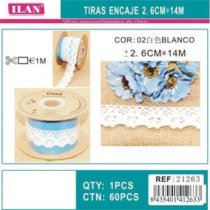 Strisce di pizzo Ilan 2,6 cm x 14 m bianche per artigianato e decorazioni - Product Image 3