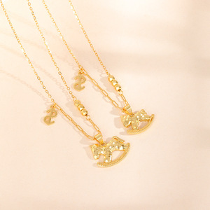 Collana con Ciondolo Zodiacale in Rame Dorato Stile Lusso Leggero, Catena in Bambù, Regalo per Donna e Fidanzata, YWJW Lab Created - Product Image 4