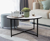 Table basse ou de thé en acier inoxydable, ensemble de meuble simple, moderne, doré et rond, pour salon, luxe, table centrale latérale