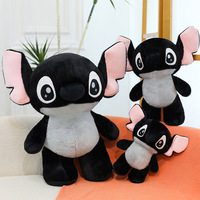Boneka Plush Stitch Hitam Kartun, Boneka Stitch Lucu dan Lembut, Boneka Besar, Bantal Lempar, Grosir