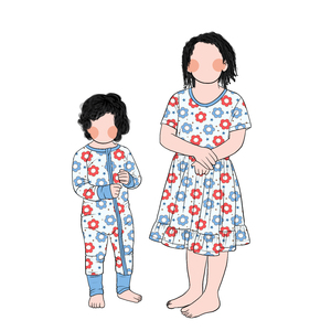 Fabricación de fábrica, venta al por mayor, fibra de proteína de leche, <span class=keywords><strong>el</strong></span> 4 de julio, mameluco para bebé, vestido a juego para niñas - Product Image 3