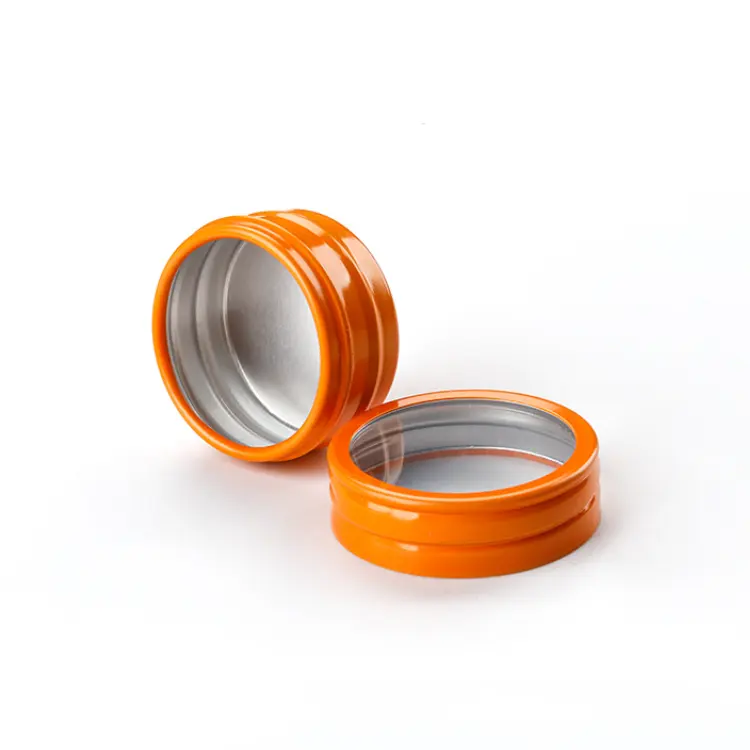 Baskı logosu küçük boyutu 10ml taşınabilir turuncu göz bakımı metal kavanoz alüminyum teneke kutular ile görünür-ışıklık